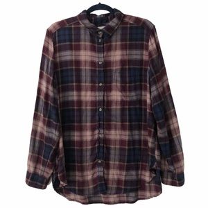 Plum Long Sleeve Button Down Flannel